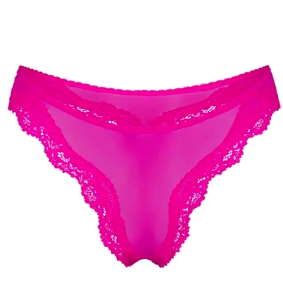 New w/Tags SKIMS Summer Mesh Lace Crotchless Thong - Fuschia Size 4x - Picture 5 of 6